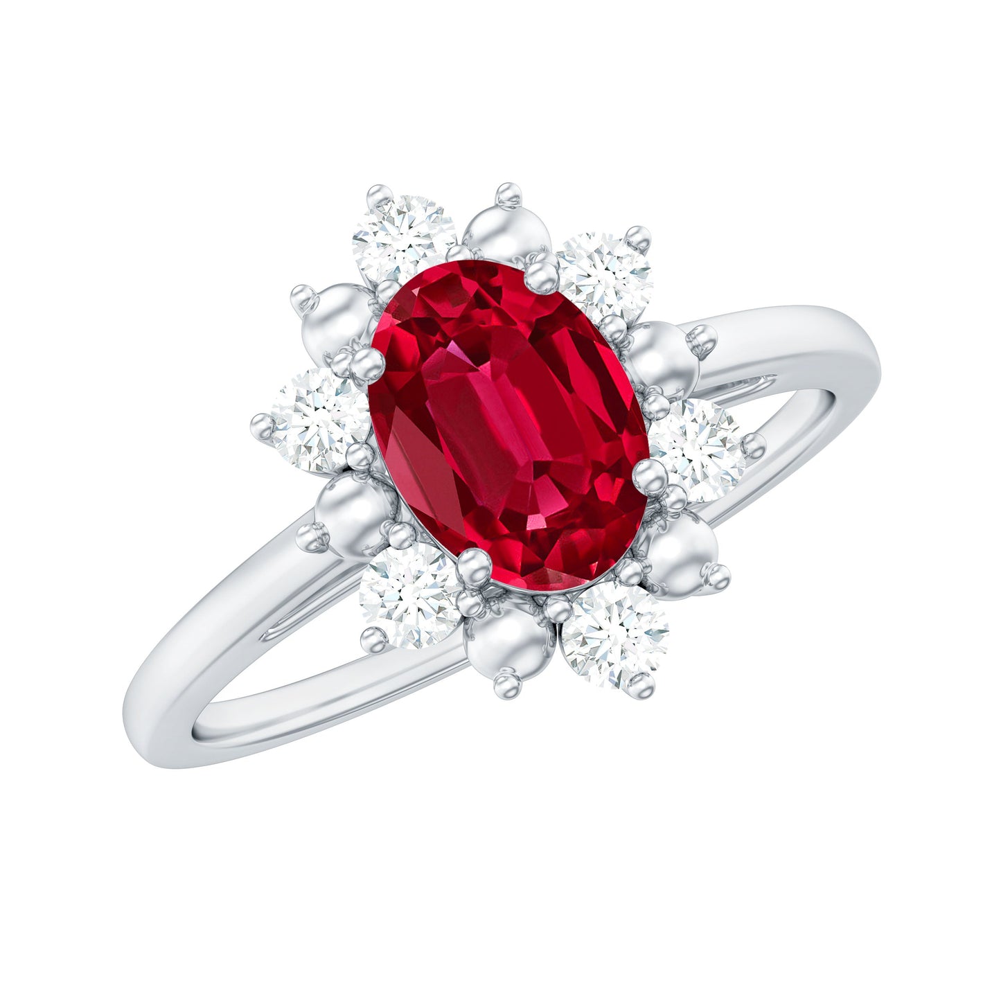 Lab Grown Ruby and Diamond Engagement Ring For Her