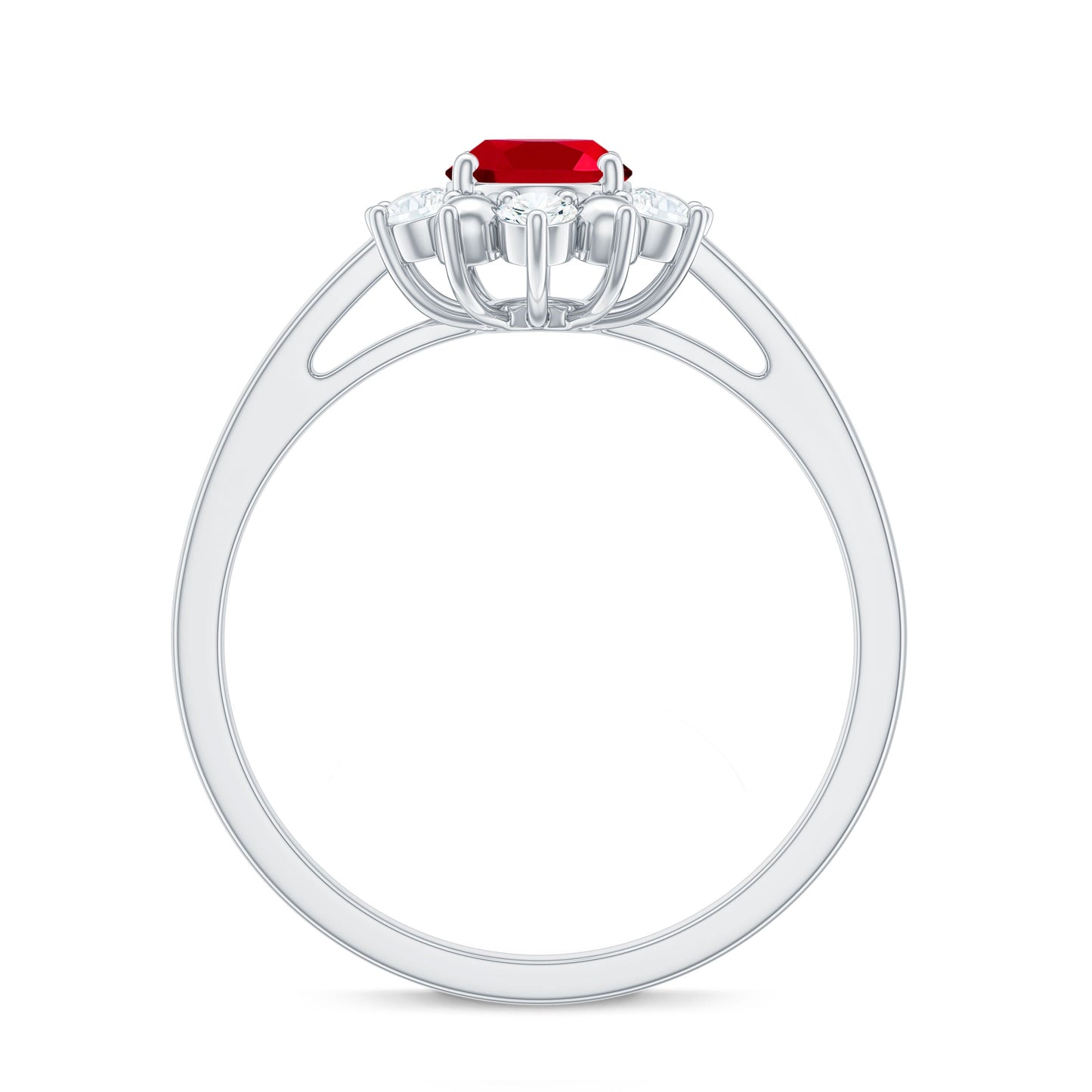 Lab Grown Ruby and Diamond Engagement Ring For Her