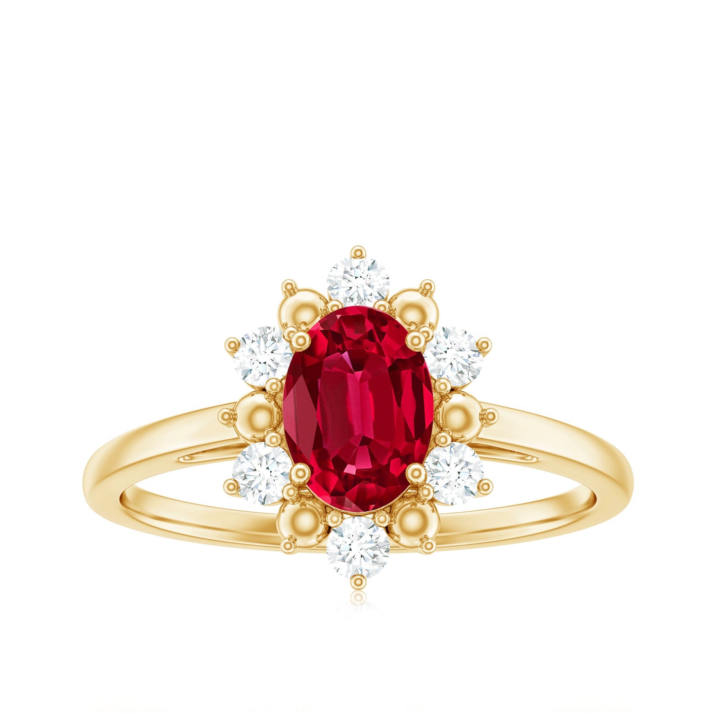 Lab Grown Ruby and Diamond Engagement Ring For Her