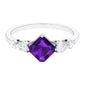 Natural 3 Carat Amethyst Asscher Cut Engagement Ring with Moissanite