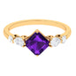 Natural 3 Carat Amethyst Asscher Cut Engagement Ring with Moissanite
