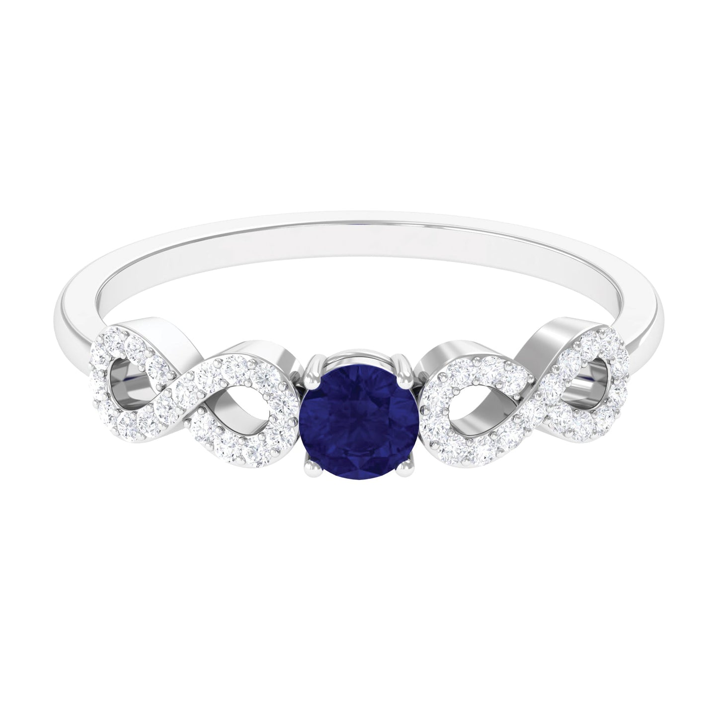 Minimalist Blue Sapphire and Diamond Infinity Promise Ring