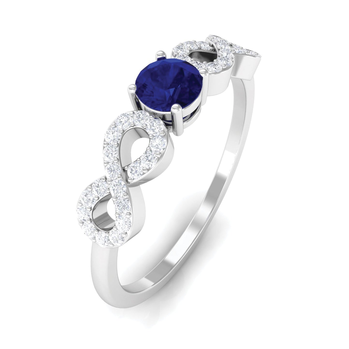 Minimalist Blue Sapphire and Diamond Infinity Promise Ring