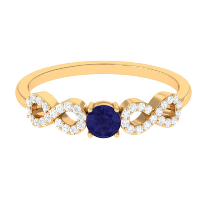 Minimalist Blue Sapphire and Diamond Infinity Promise Ring