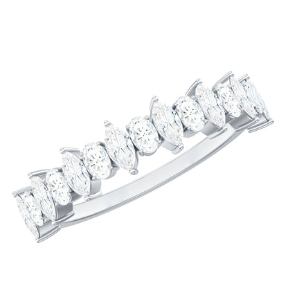 Certified Moissanite Half Eternity Wedding Band Ring