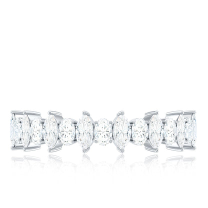 Certified Moissanite Half Eternity Wedding Band Ring