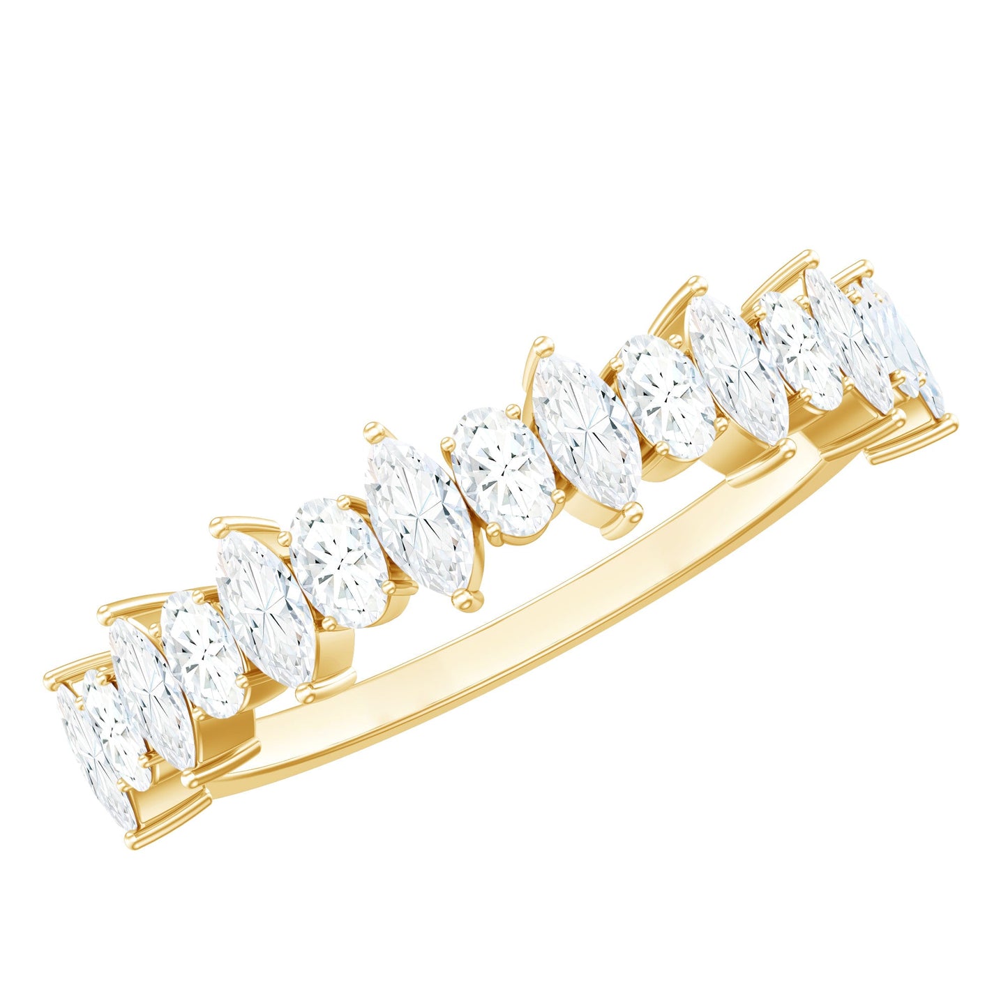 Certified Moissanite Half Eternity Wedding Band Ring