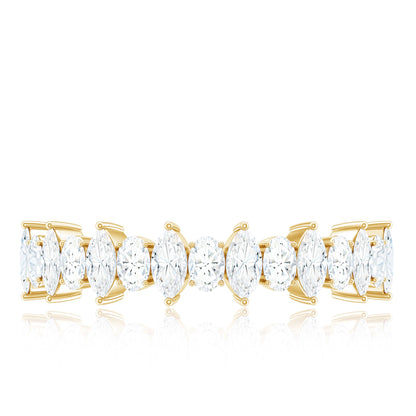 Certified Moissanite Half Eternity Wedding Band Ring