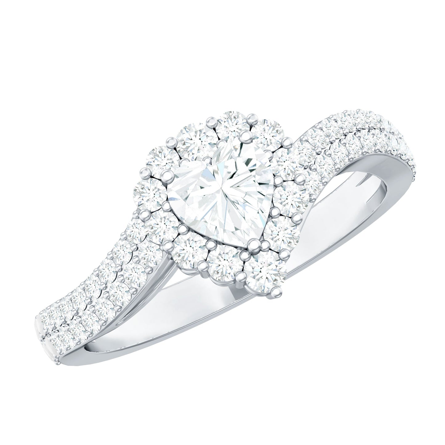Moissanite Heart Shape Engagement Ring For Women