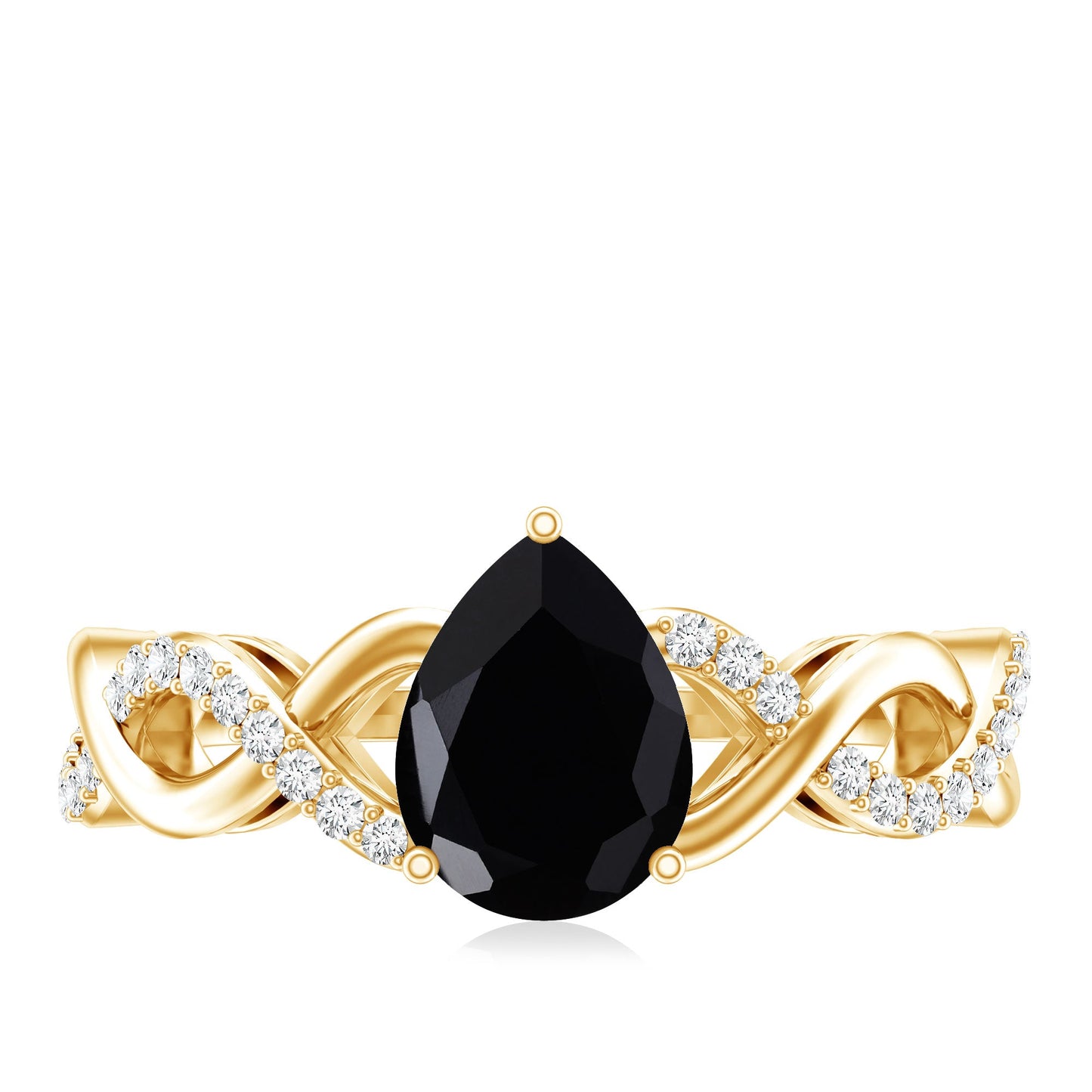 Pear Shape 0.85 Carat Lab Grown Black and White Diamond Engagement Ring with Crossover Shank