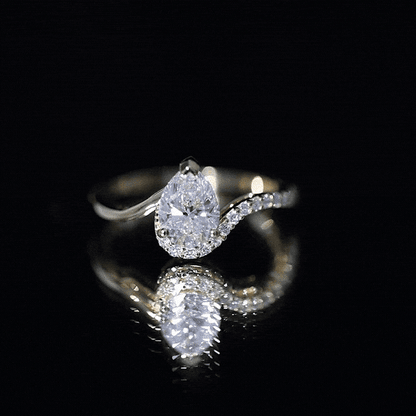 Certified Moissanite Designer Pear Shape Engagement Ring