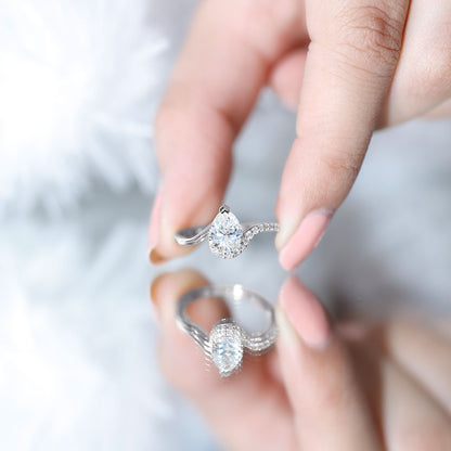 Certified Moissanite Designer Pear Shape Engagement Ring