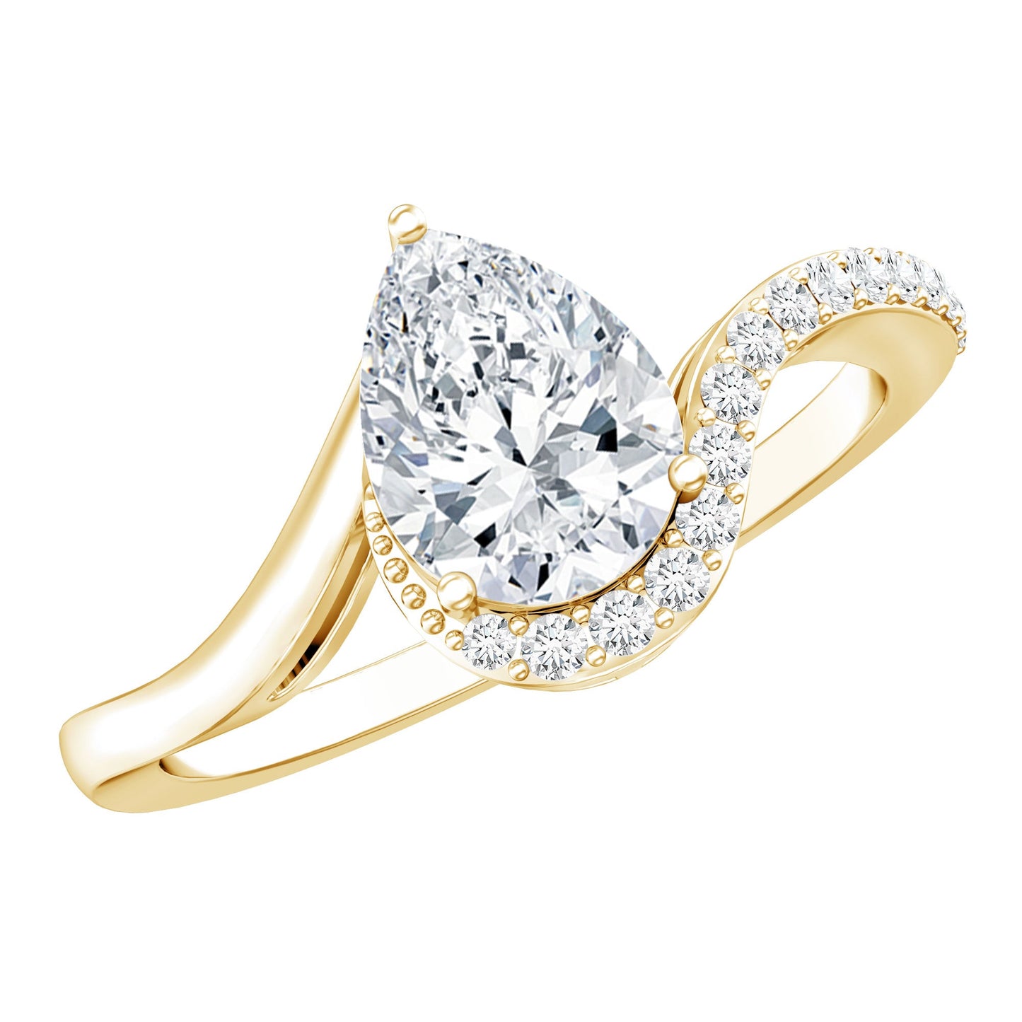 Certified Moissanite Designer Pear Shape Engagement Ring