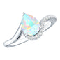 0.7 Carat Pear Cut Ethiopian Opal Engagement Ring with Diamond