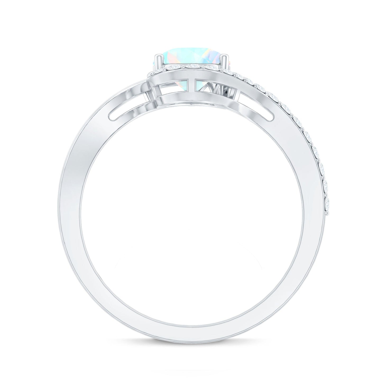 0.7 Carat Pear Cut Ethiopian Opal Engagement Ring with Diamond
