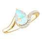 0.7 Carat Pear Cut Ethiopian Opal Engagement Ring with Diamond