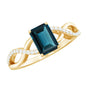 Solitaire Blue Topaz Emerald Cut Engagement Ring with Infinity Band