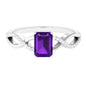 Real 1.4 Carat Amethyst Emerald Cut Engagement Ring with Diamond Infinity Shank