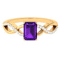 Real 1.4 Carat Amethyst Emerald Cut Engagement Ring with Diamond Infinity Shank