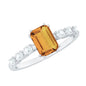 Natural Citrine Emerald Cut Engagement Ring with Diamond