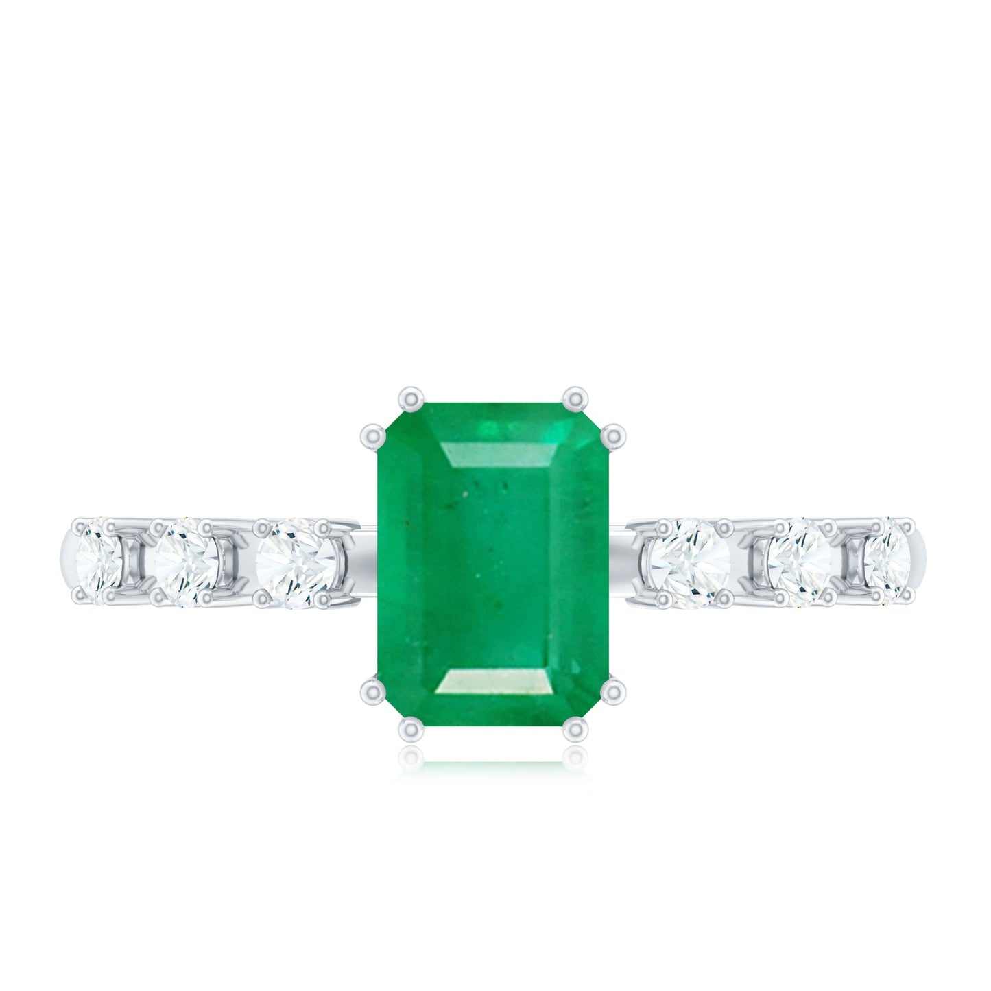 Natural Emerald Diamond Emerald Cut Engagement Ring