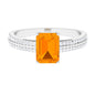 1 Carat Emerald Cut Fire Opal and Diamond Side Stone Engagement Ring