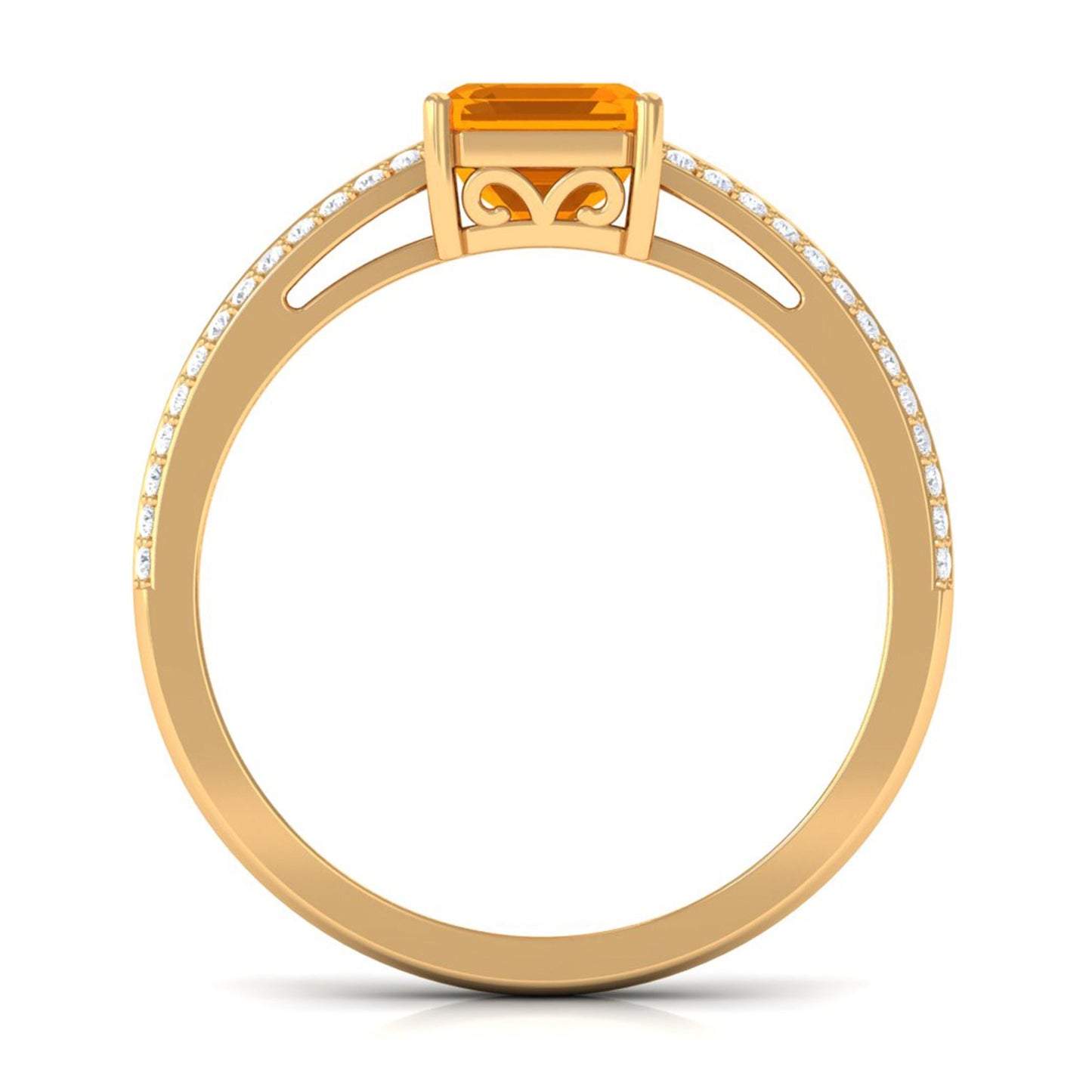 1 Carat Emerald Cut Fire Opal and Diamond Side Stone Engagement Ring