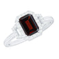 Real 2 Carat Garnet Emerald Cut Engagement Ring with Diamond Halo