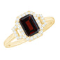 Real 2 Carat Garnet Emerald Cut Engagement Ring with Diamond Halo