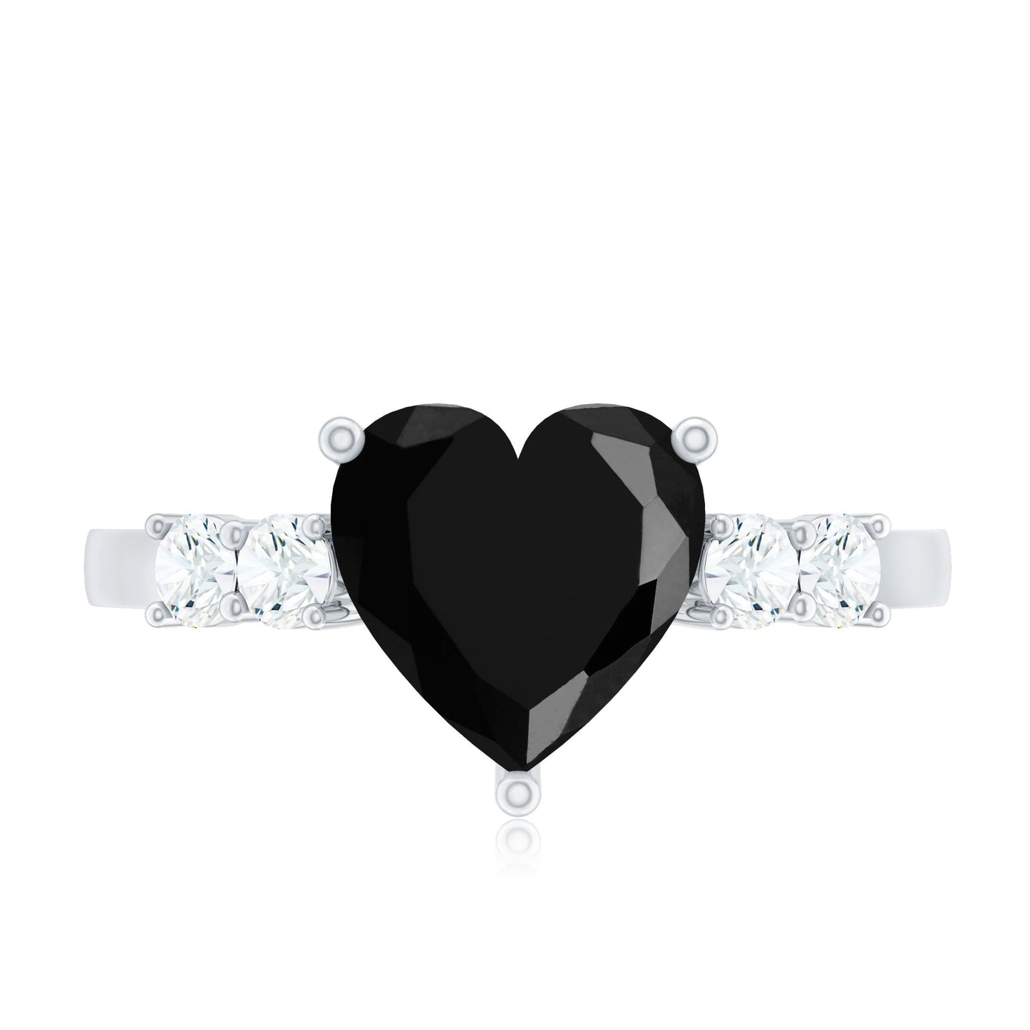 2.4 Carat Lab Grown Black Diamond Heart Engagement Ring with White Diamond