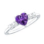 0.9 Carat Amethyst Heart Promise Ring with Diamonds
