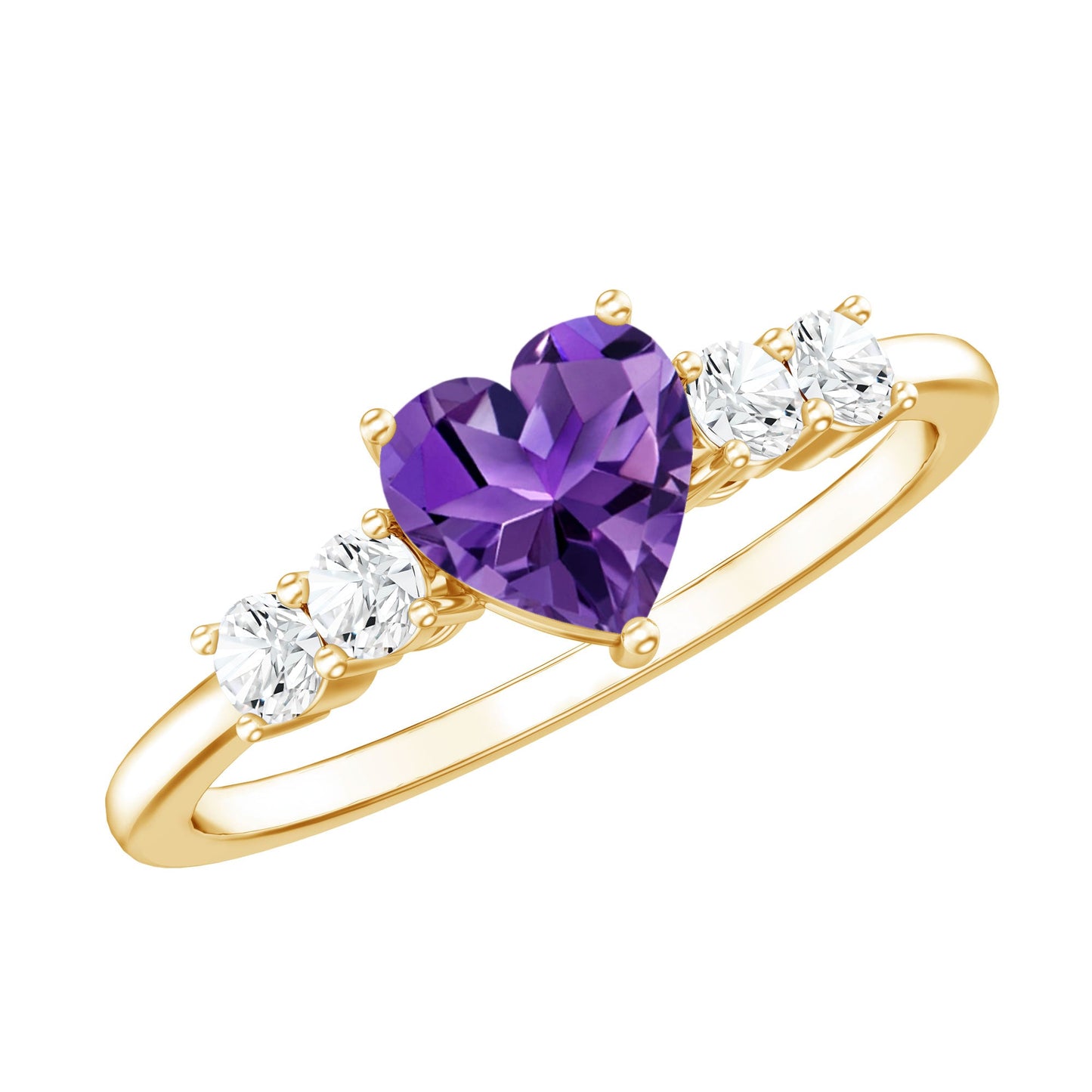 0.9 Carat Amethyst Heart Promise Ring with Diamonds
