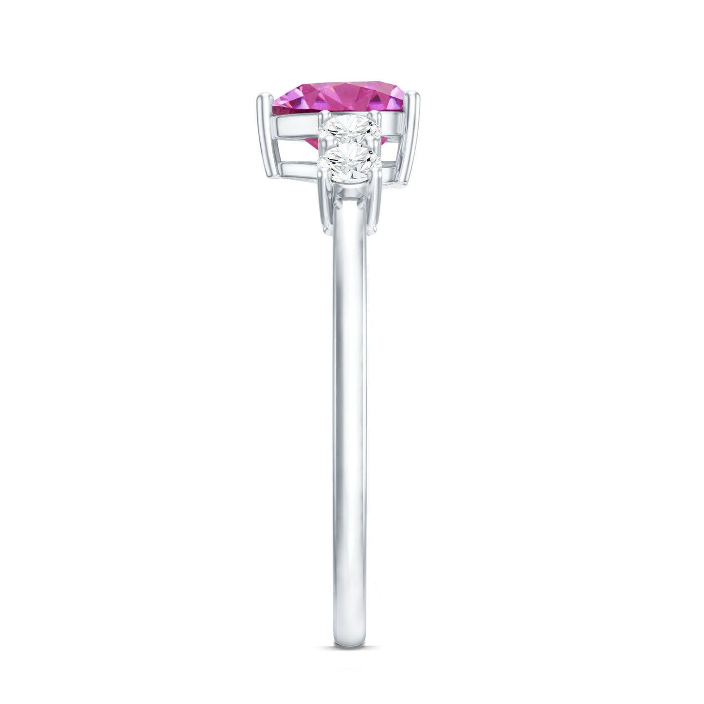 Heart Shape Pink Tourmaline Solitaire Promise Ring with Diamond