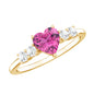 Heart Shape Pink Tourmaline Solitaire Promise Ring with Diamond