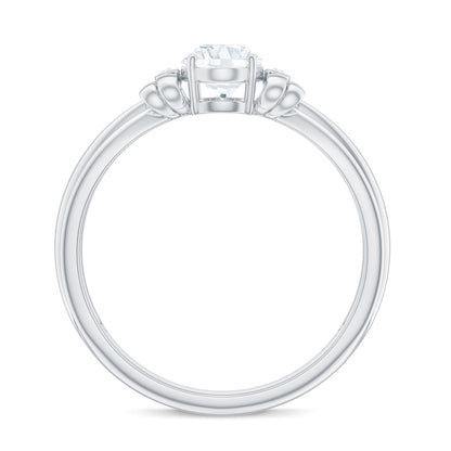 Oval Cut Moissanite Solitaire Engagement Ring with Bow Design