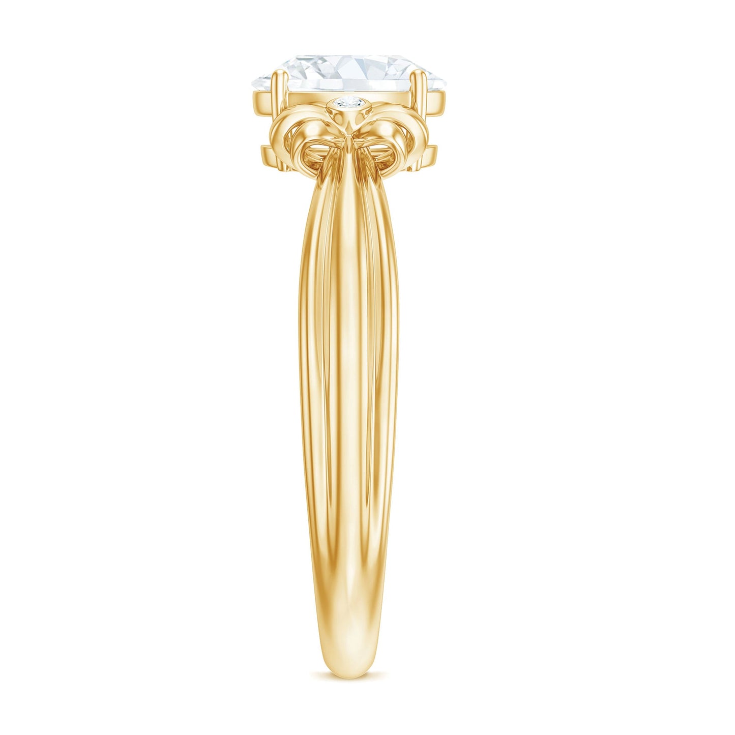 Oval Cut Moissanite Solitaire Engagement Ring with Bow Design