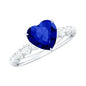 Certified 0.9 Carat Lab Created Blue Sapphire Heart Engagement Ring with Diamond
