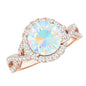 Real 2 Carat Ethiopian Opal Halo Engagement Ring with Crossover Shank