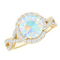 Real 2 Carat Ethiopian Opal Halo Engagement Ring with Crossover Shank