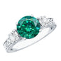 Antique Style Lab Grown Emerald Three Stone Engagement Ring with Moissanite