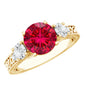 Lab Made 2.3 Carat Ruby and Moissanite 3 Stone Engagement Ring With Certificate