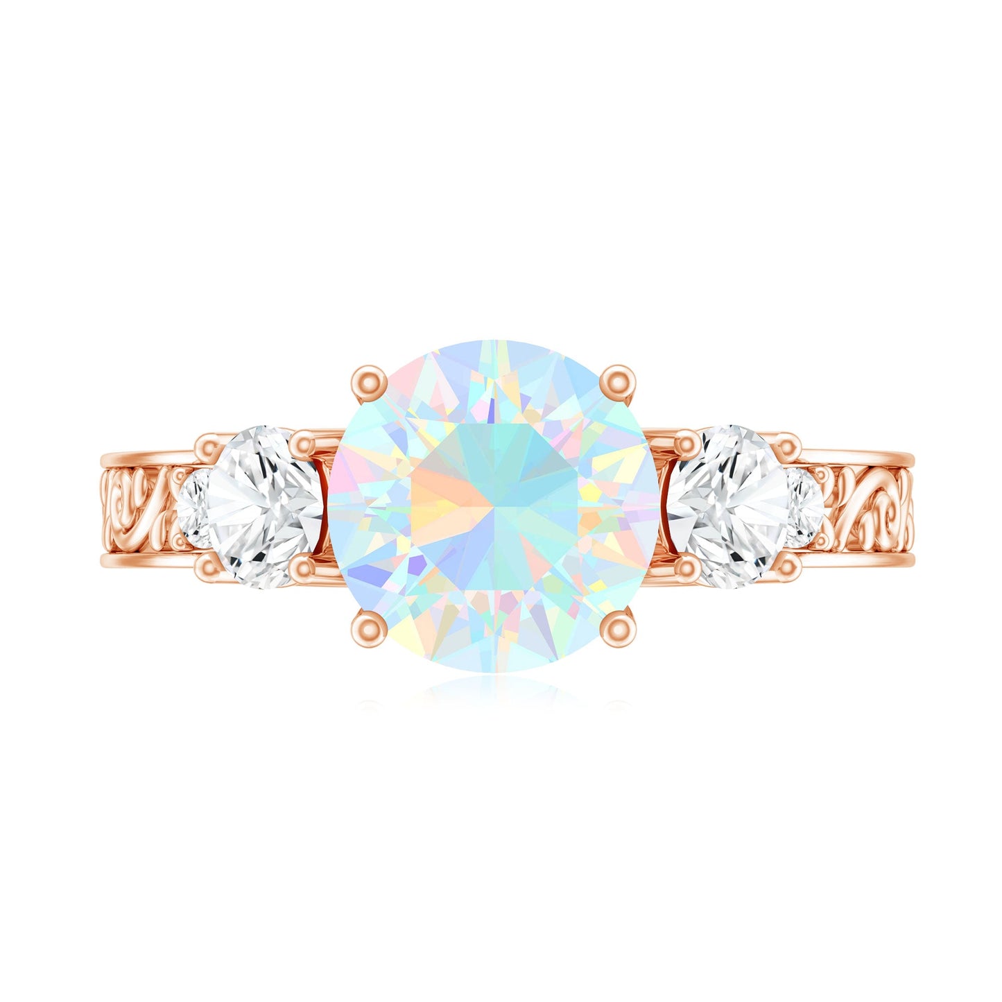 Certified 2 Carat Real Ethiopian Opal 3 Stone Engagement Ring With Certificate