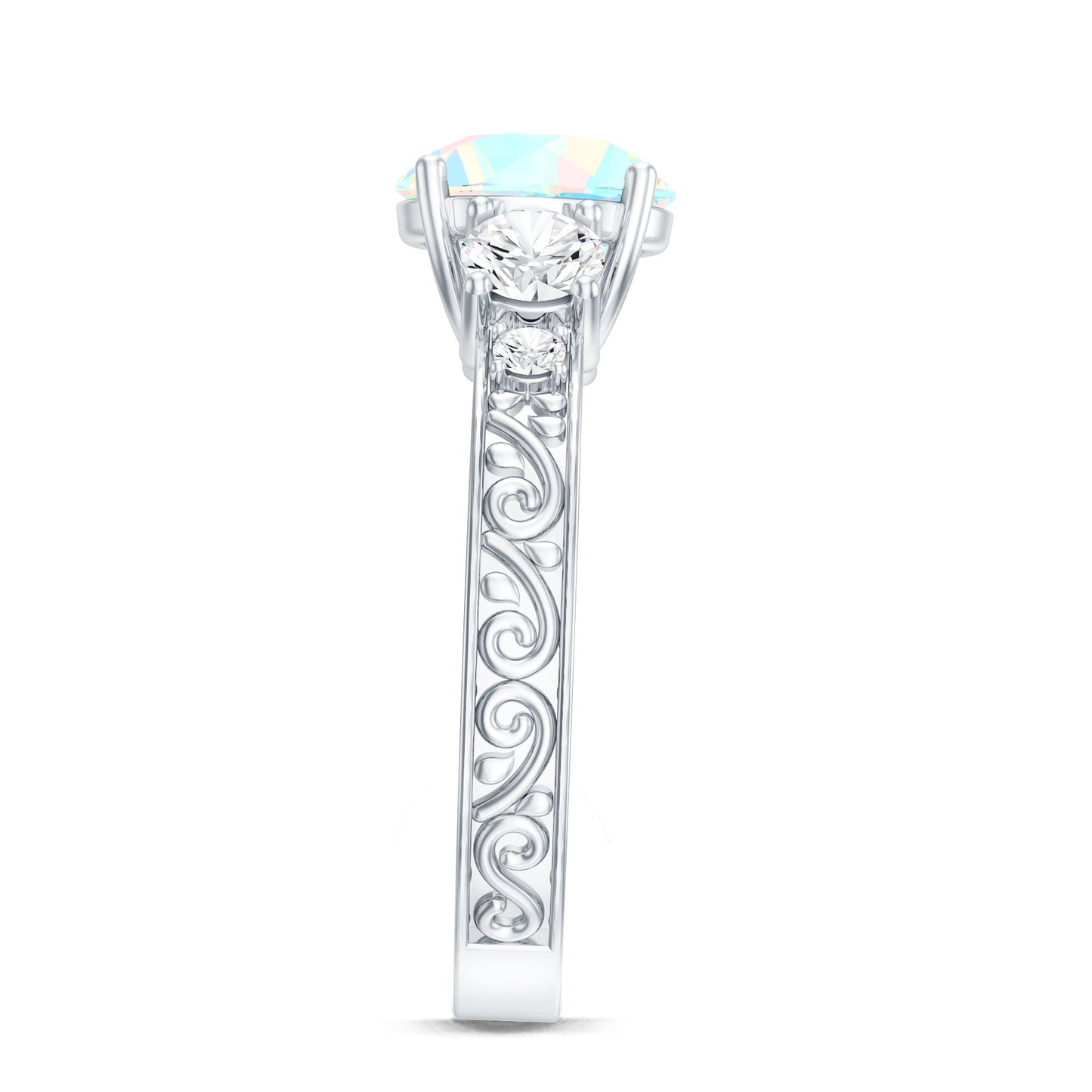 Certified 2 Carat Real Ethiopian Opal 3 Stone Engagement Ring With Certificate