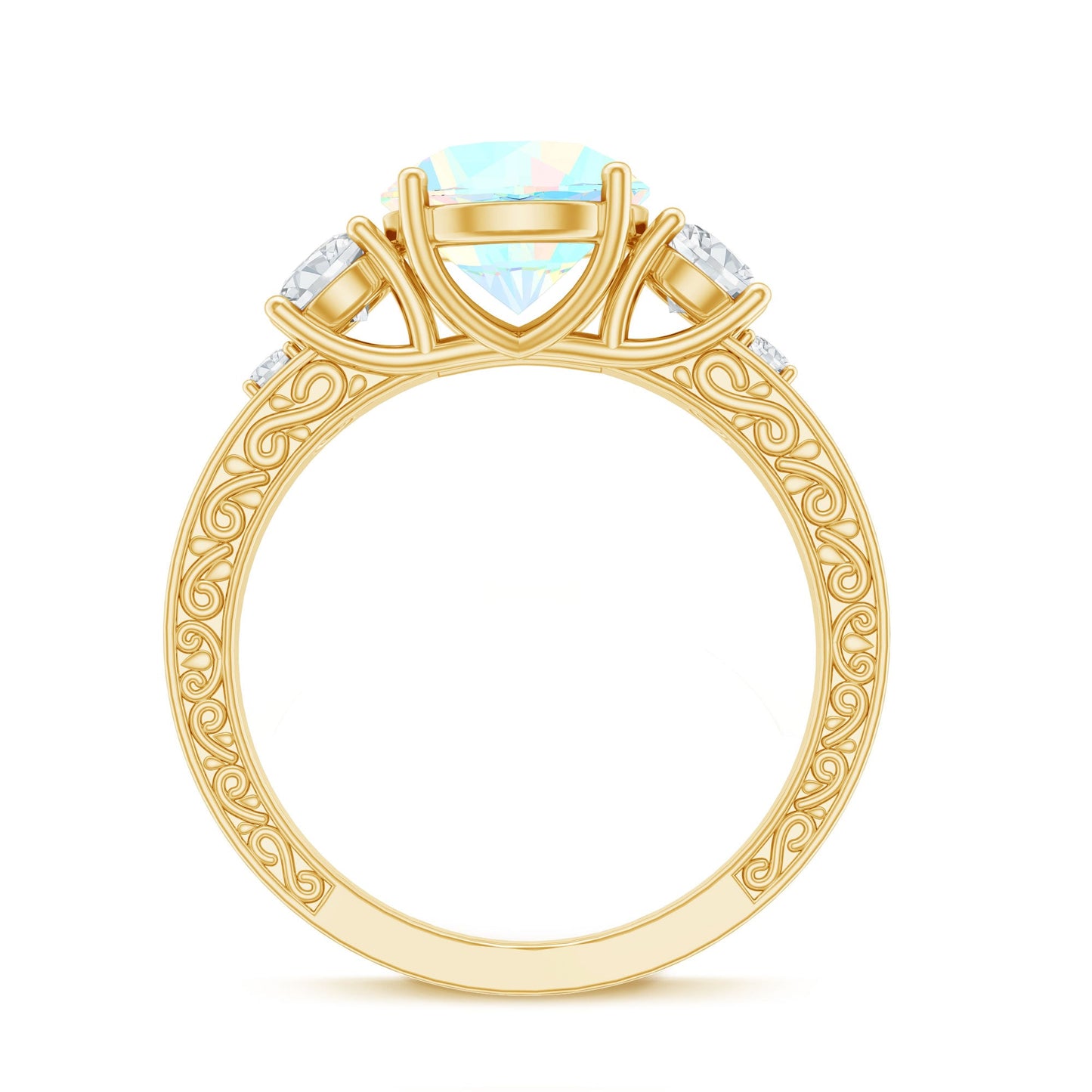 Certified 2 Carat Real Ethiopian Opal 3 Stone Engagement Ring With Certificate
