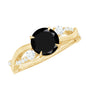 2 Carat Lab Grown Black and White Diamond Engagement Ring with Crossover Shank