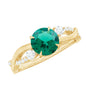 2 Carat Lab Grown Emerald and Diamond Engagement Ring with Crossover Shank