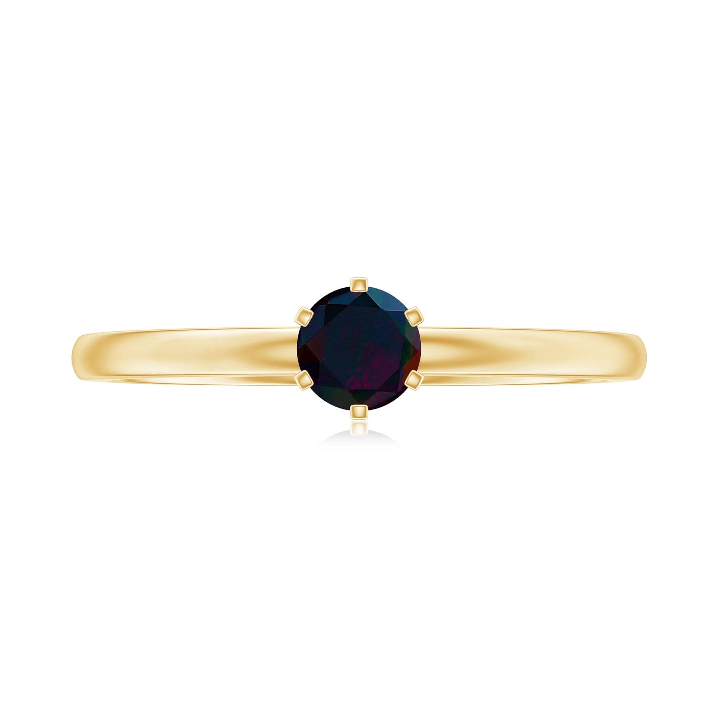 0.45 Carat Round Black Opal Solitaire Promise Ring