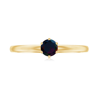 0.45 Carat Round Black Opal Solitaire Promise Ring