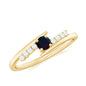 Minimal Round Black Opal and Diamond Bypass Promise Ring