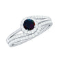 0.45 Carat Classic Black Opal Engagement Ring with Diamond Enhancer